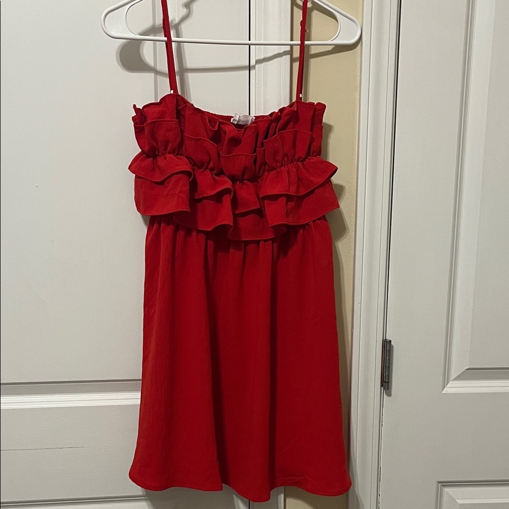 Sienna Sky Red Ruffle Mini Dress